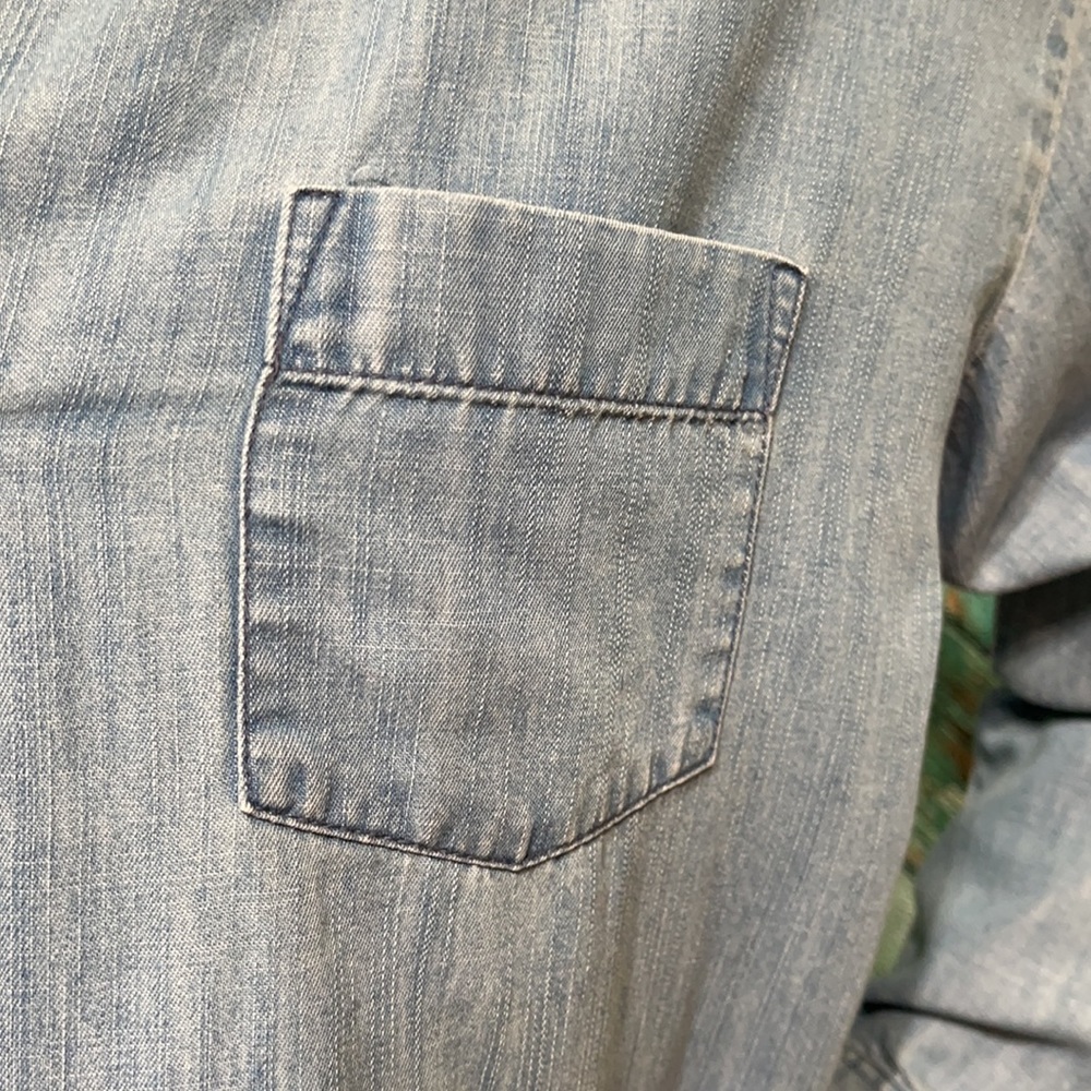 Long Sleeve Denim Chambray Shirt, Small - Picture 4 of 7